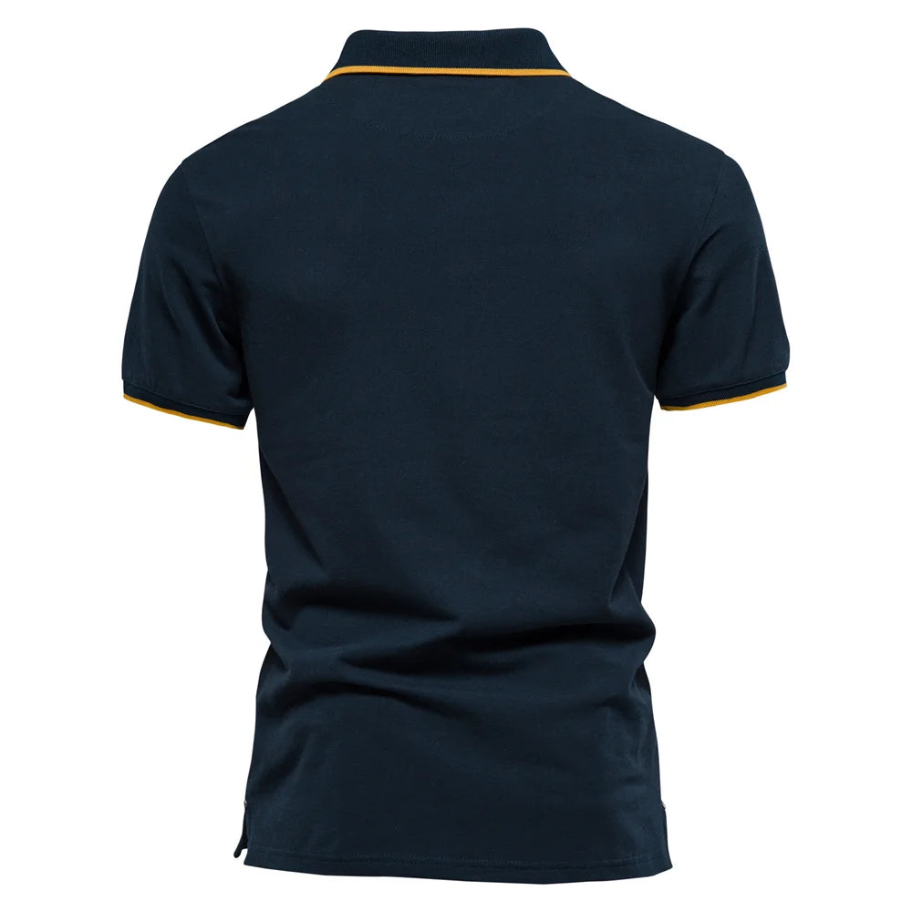 Men's Polo Shirts Cotton Short Sleeve Striped Contrast Colour Polo Shirts for Men Brand High Quality Social Polos Male
