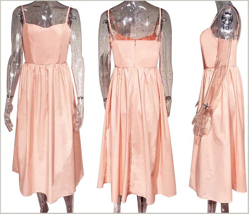 Chic Elegant Party Dresses for Women Solid Spaghetti Strap Sleeveless Long Dress Holiday Beach Sundress Robe Femme Été