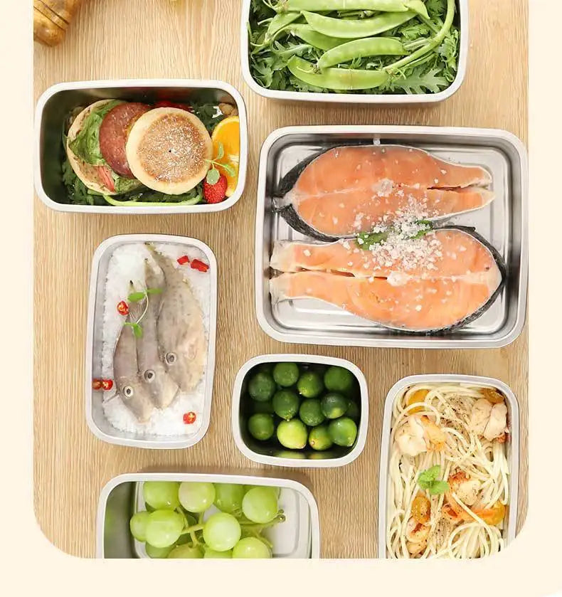 304 SS Airtight Leakproof Containers, BPA-Free - Fridge/Freezer/Microwave Safe, Stackable - Home/Kitchen Lunch Box Fruits/Meals