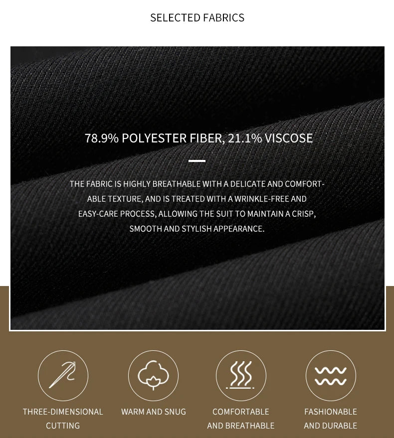Men's Italian Business Gentleman Slim Suit, Groom Wedding Blazers, Italian Costume - Sizes M to 5XL
