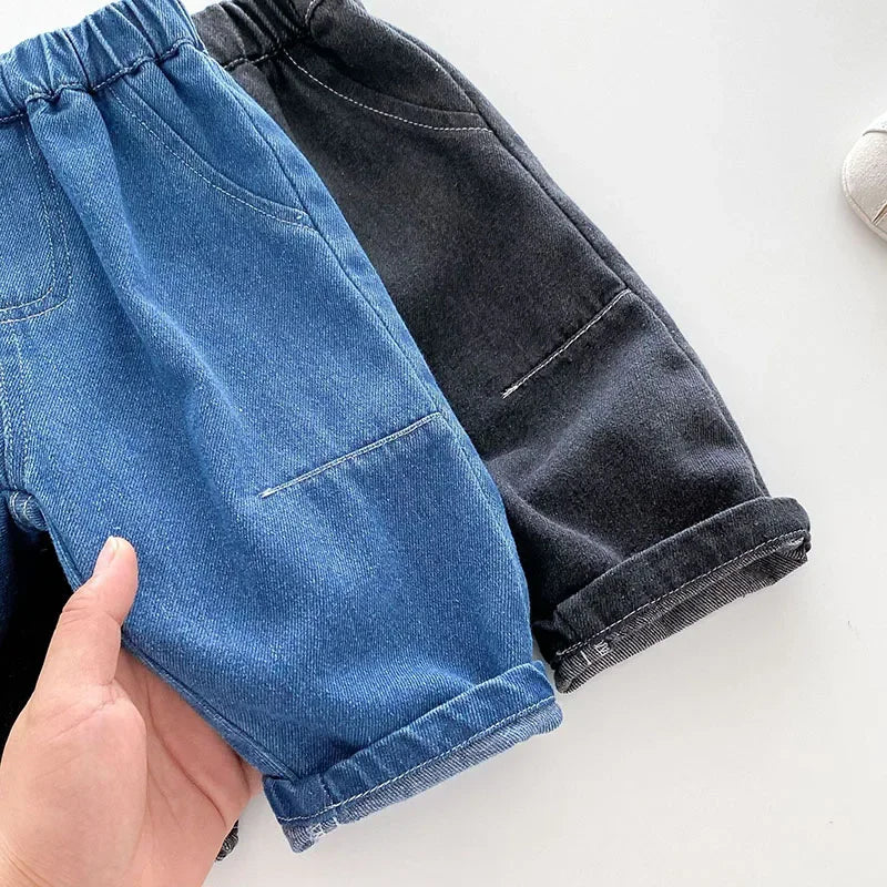 New Autumn Kids Jeans Children Girls Solid Colour Denim Blue Pants Baby Boys Cute Casual Trousers 9M-5T Unisex