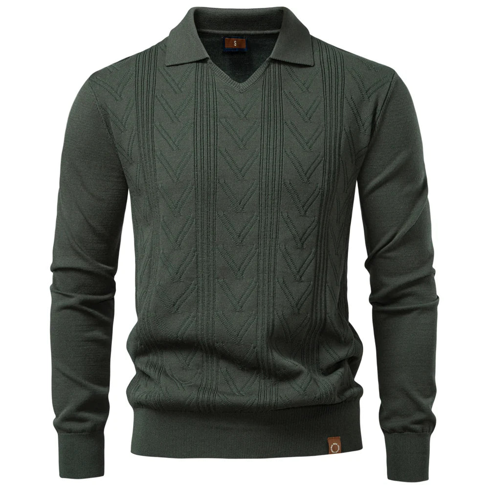 2025 Men's Henley Polo Solid Colour Long Sleeve Fashion Forward Cut Luxury Business Social Premium Male Polo