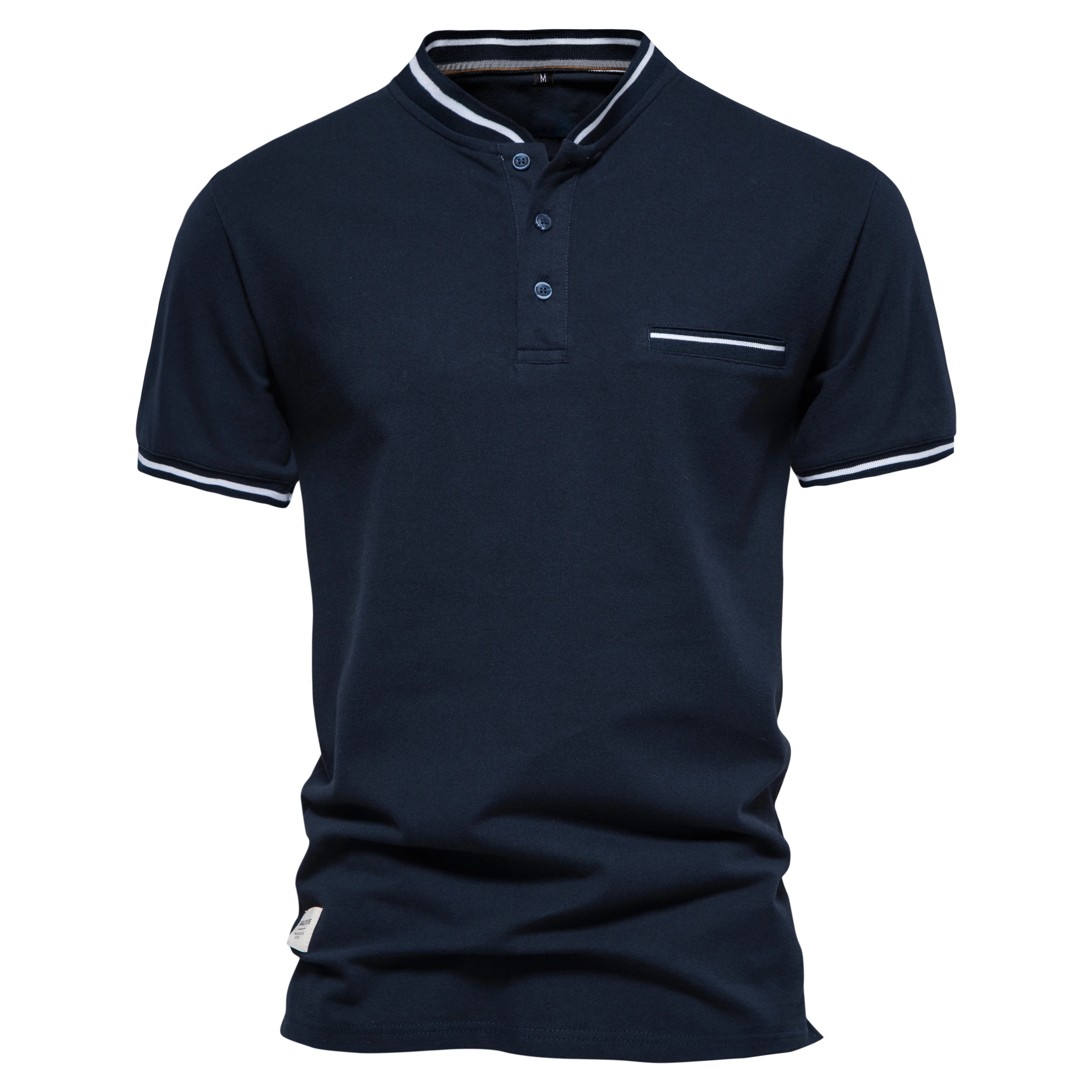 Men's Polo Shirts Cotton Short Sleeve Striped Contrast Colour Polo Shirts for Men Brand High Quality Social Polos Male