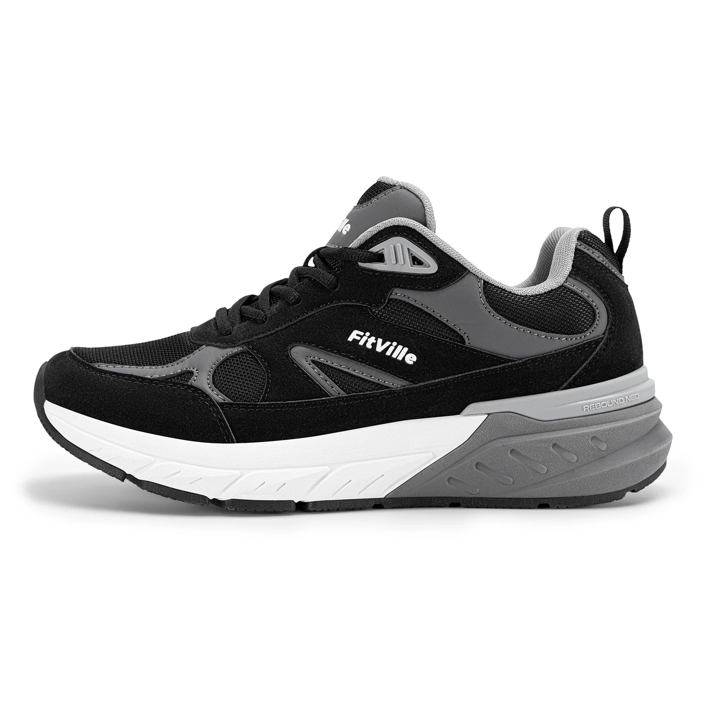 Men's Walking Shoe Wide Width Sneakers with Arch Support For Flat Feet Heel Pain Relief in Plantar Fasciitis