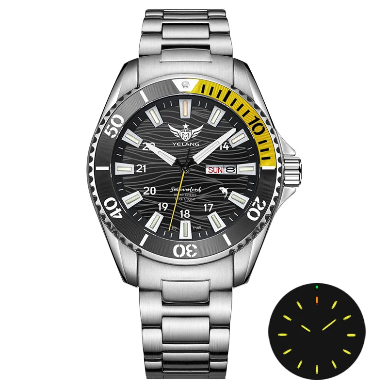 Yelang V1217 42mm Japan Eco-Drive Solar Watch Men's Watch 300M Diver Watch  30ATM Professional Waterproof  Sapphire Luminous