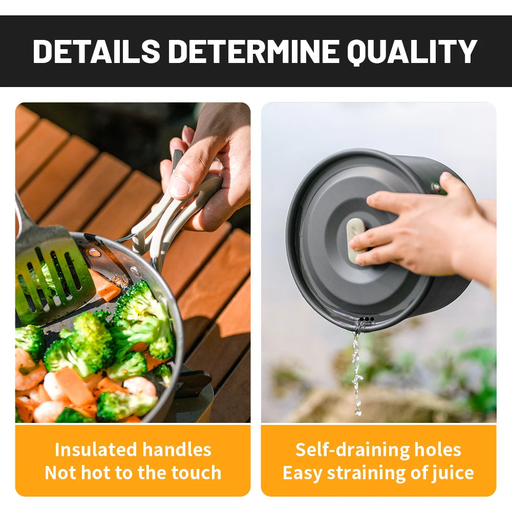 Portable Camping Cookware Set Outdoor Frying Pan Kettle Collapsible Picnic Tableware Kitchenware Furniture