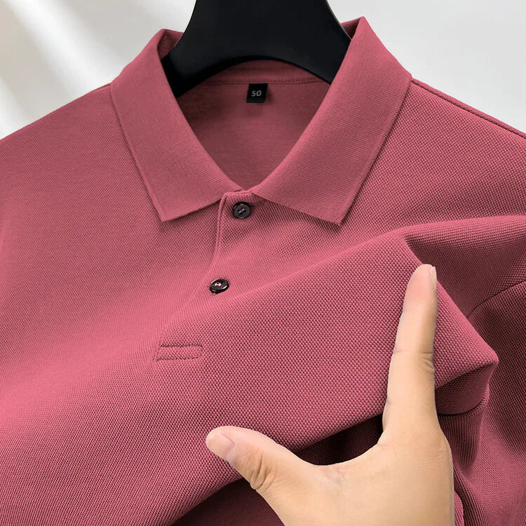 Men's 100% Cotton Polo Shirt, Four Seasons Universal Leisure Long Sleeve, Breathable Lapels T-shirt, Perfect and Durable for Golf Sports