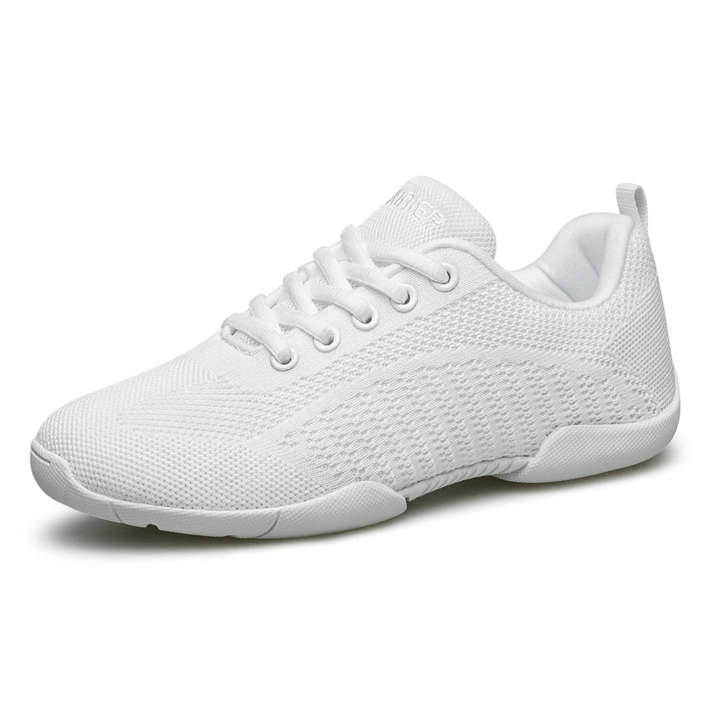 Girls White Cheer Shoes Trainers Breathable Kids Training Dance Shoes Lightweight Youth Cheer Competition Sneakers