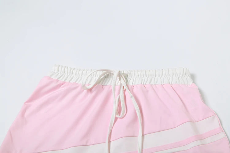 Sporty Casual Women Tracksuit 2 Piece Set Summer Patchwork Zip Tank Tops + Bandage Skirts Matching Stretch Slim Outfits