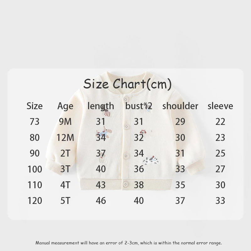 New Autumn Boys Girls Dog Baseball Uniform Cartoon Embroidered Pattern Kids Coat Fashion Children Clothes Pants 9M-5T Unisex