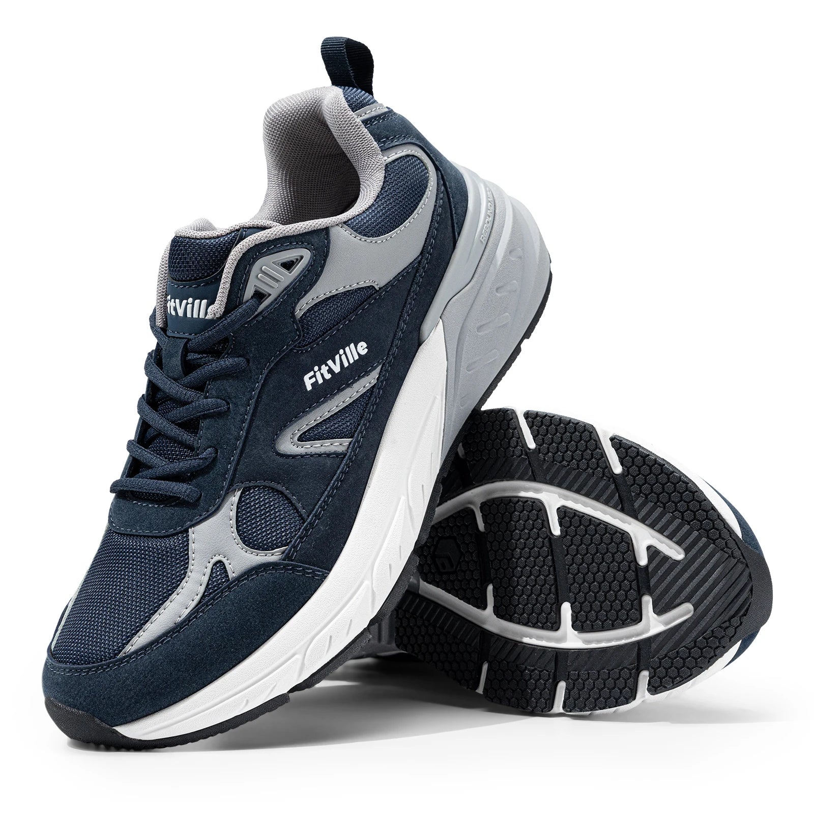 Men's Walking Shoe Wide Width Sneakers with Arch Support For Flat Feet Heel Pain Relief in Plantar Fasciitis