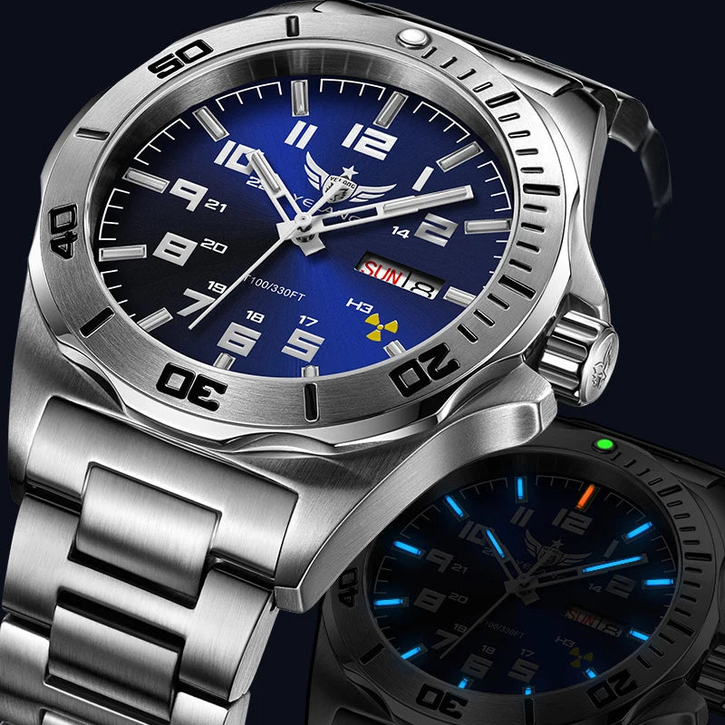 Yelang V1019 44MM Men's Mechanical Automatic Watch NH36 Movement 300M Waterproof Sapphire Lens 10BAR Deep Diving Stainless Steel Watch