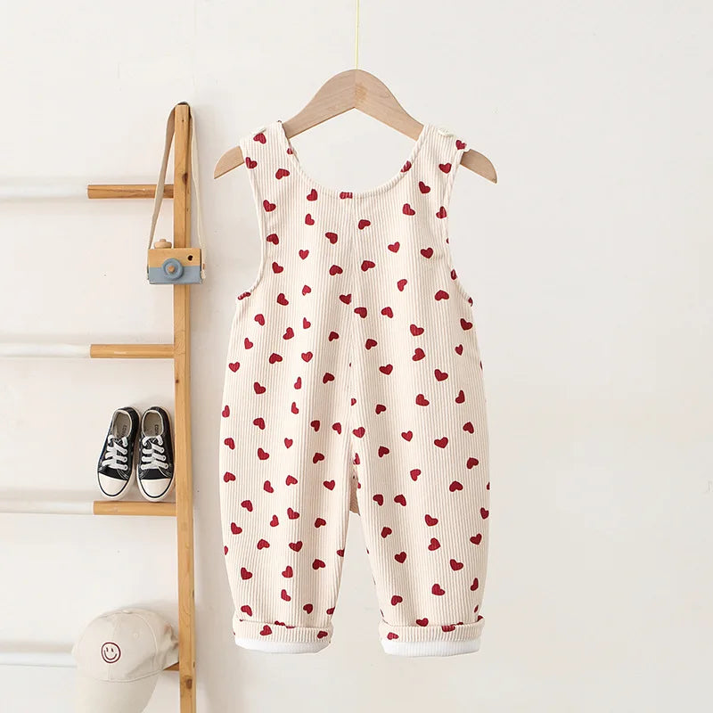 New Autumn Baby Trousers Toddler Cute Love Overall 1-4T Infant Girls Versatile Loose Corduroy Pants