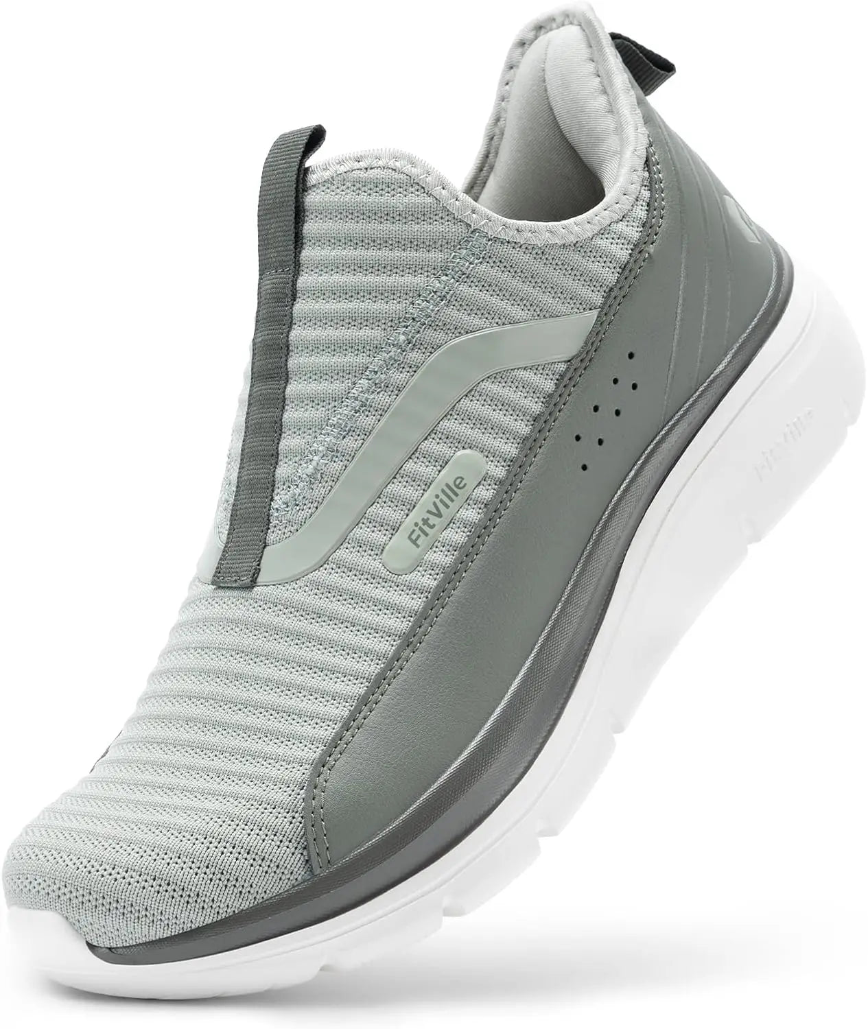 FitVille Men’s Extra Wide Slip-On Walking Shoes – Lightweight High Rebound Comfort Trainers for Everyday Wear