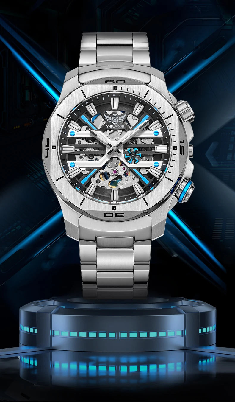 Yelang Men Dress Watch 44mm Vintage Dial Retro Business Luxury Sapphire Japan 8N40 Automatic Mechanical Waterproof 30Bar Reloj