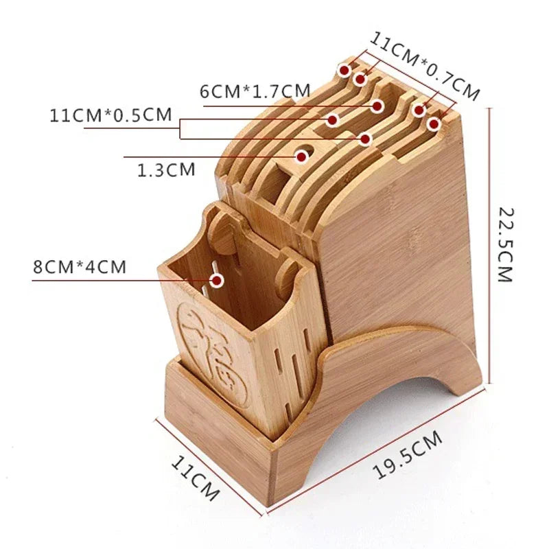 Wood Kitchen Knife Holder Bamboo Scissors Chopsticks Gadget Storage Shelf Rack Knife Block Stand Organizer Accessories