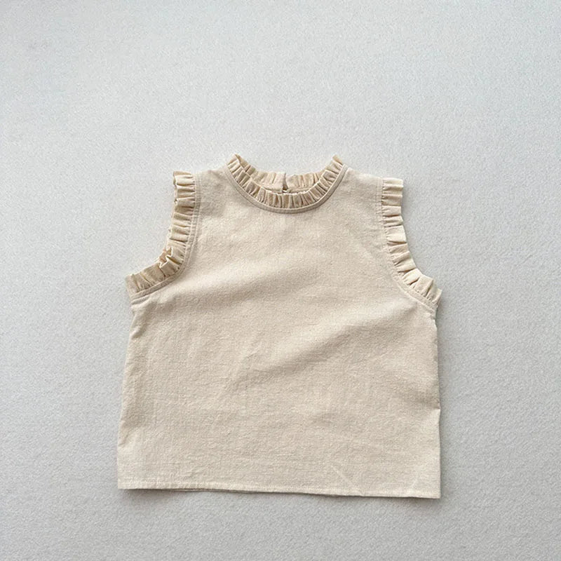 Summer Kids Vest Girls Boys Sweet Floral Sleeveless Tops Children Outwear Clothes 1-6T Unisex