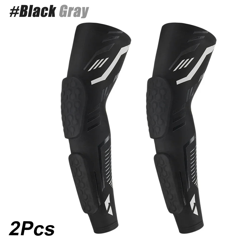 Sports Anti-Collision Padded Arm Sleeves For Protection of Elbow and Forearm During Sports - Honeycomb Pads For Men & Women