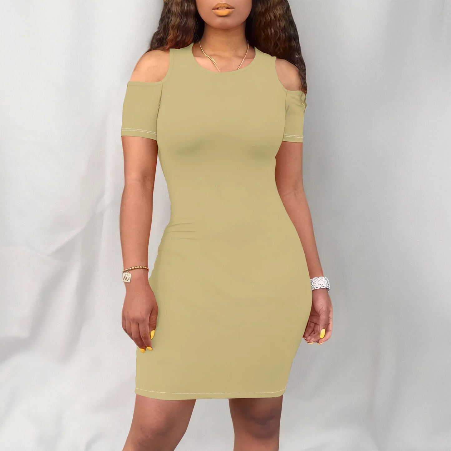Summer Off Shoulder Dresses for Women Summer Crewneck Short Sleeve Casual Knee Length T Shirt Going Out Dresses