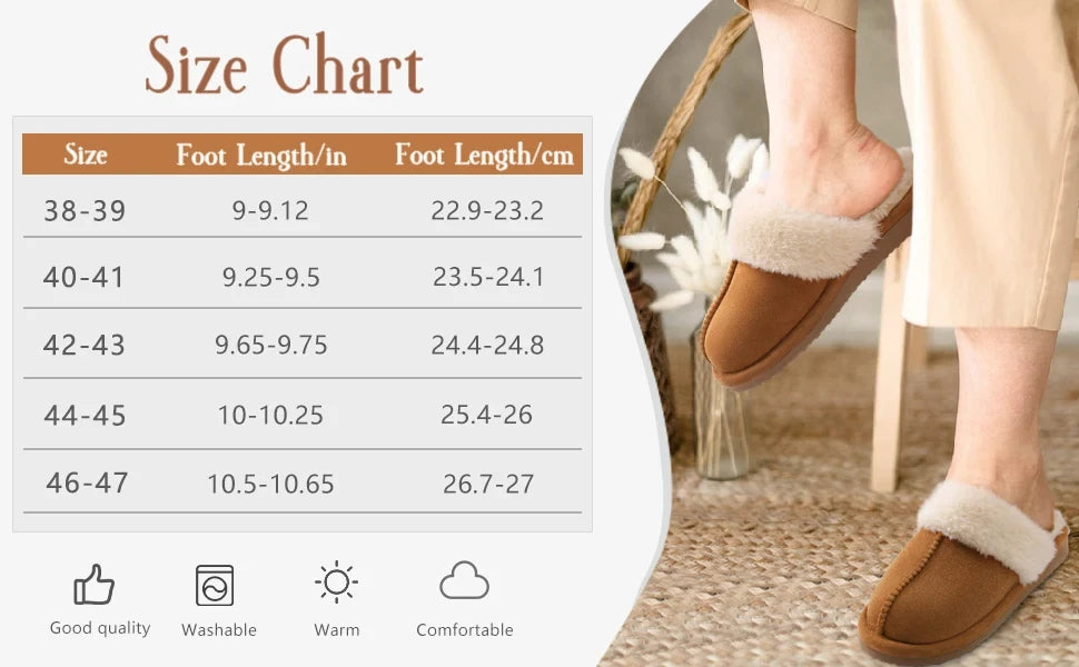 Unisex Fuzzy House Winter Slippers Fashion Fur Collar Suede With Fluffy Memory Foam Indoor Slides Plush Cotton Shoes For Men & Women