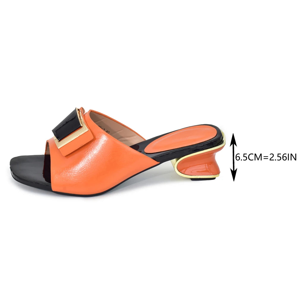 New Fashion Orange Colour Wedding Shoes for Women Simple Party Prom Summer Sandals Italian High Heels Autumn Slipper for Wedding