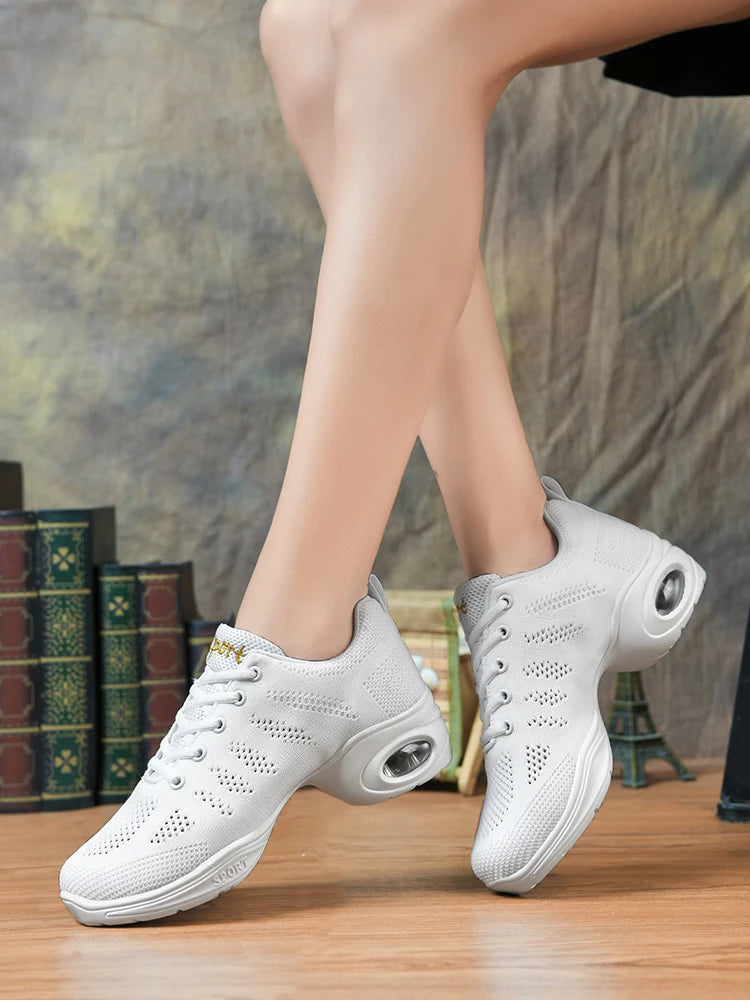 Women's Jazz Ballroom Comfortable  Dance Shoes PU Soft Outsole Breathable Modern Tango Dance Sneakers Lightweight Stylish
