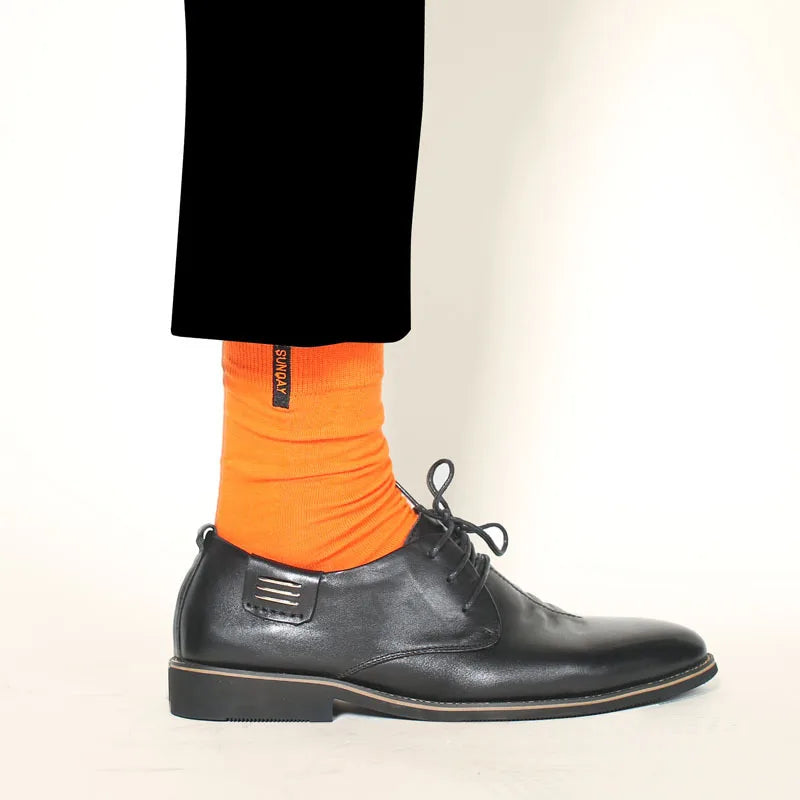 7 paar nieuwe gekleurde katoenen sokken van hoge kwaliteit, effen, voor heren, casual, weeklange sokken