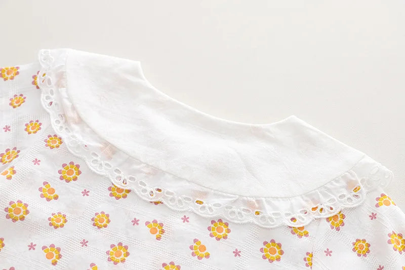 New Spring Kids Clothes Set Girls Cute Flower Blouse + Denim Overalls Children 2PCS Outwear 12-36m 4-6Y Girls