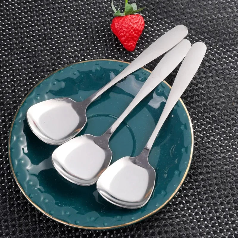1/2PCS Thicken Long Handle Spoon Stainless Steel Soup Scoop Rice Hot Pot Round Head Spoon Home Kitchen Tableware Cooking Utensil