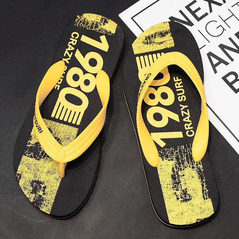 Outdoor Men Beach Flip Flops Sandals Summer Seaside Male Travel Water Slippers Yellow Orange Adult Sandals Slides