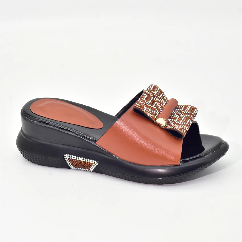 Patent Leather Rhinestone Wedding Shoes Bride Shoes for Women 2025 Designer Luxury Wedges Shoes for Women Platform Pumps