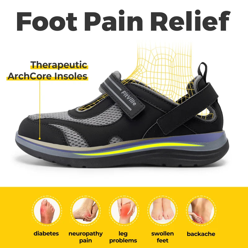 Women's Mary Jane Casual Shoes Sandals Widened Toe For Swollen Feet Lightweight Breathable Outdoor Elderly Shoe Sandals