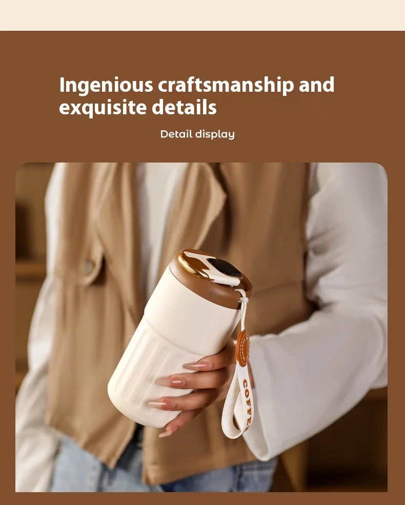 316 SS Smart Vacuum Insulated Thermos Flask - 24/12Hr Hot/Cold Retention, Leakproof, Minimalist Design, Travel Coffee Mug for