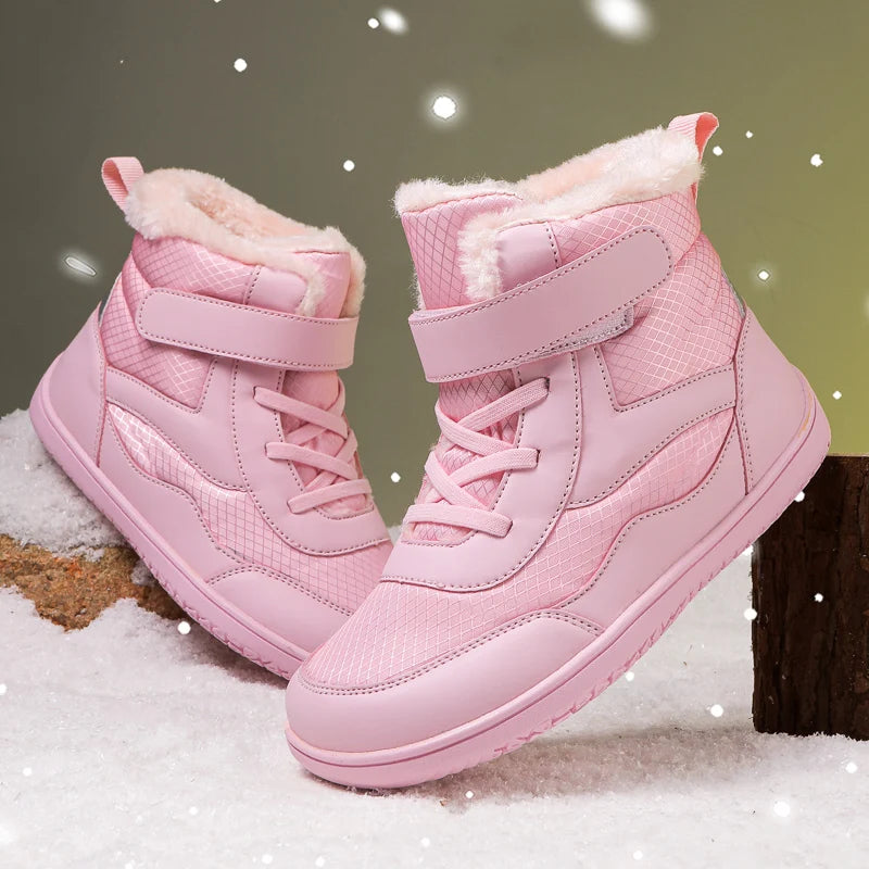 Kinderen brede neus blotevoeten sneeuwlaarzen comfortabele warme stijlvolle winter minimalistische sneakers voor jongens en meisjes, perfect voor peuters tot grote kinderen