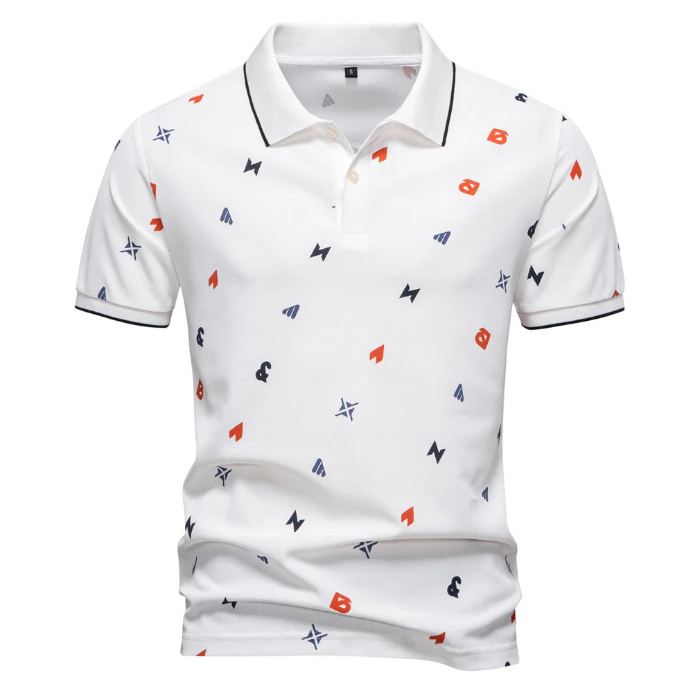2025 Zomer Nieuw Heren Effen Poloshirt met Bedrukte Omslagkraag Casual Slim Fit Ademend Comfortabel Topje