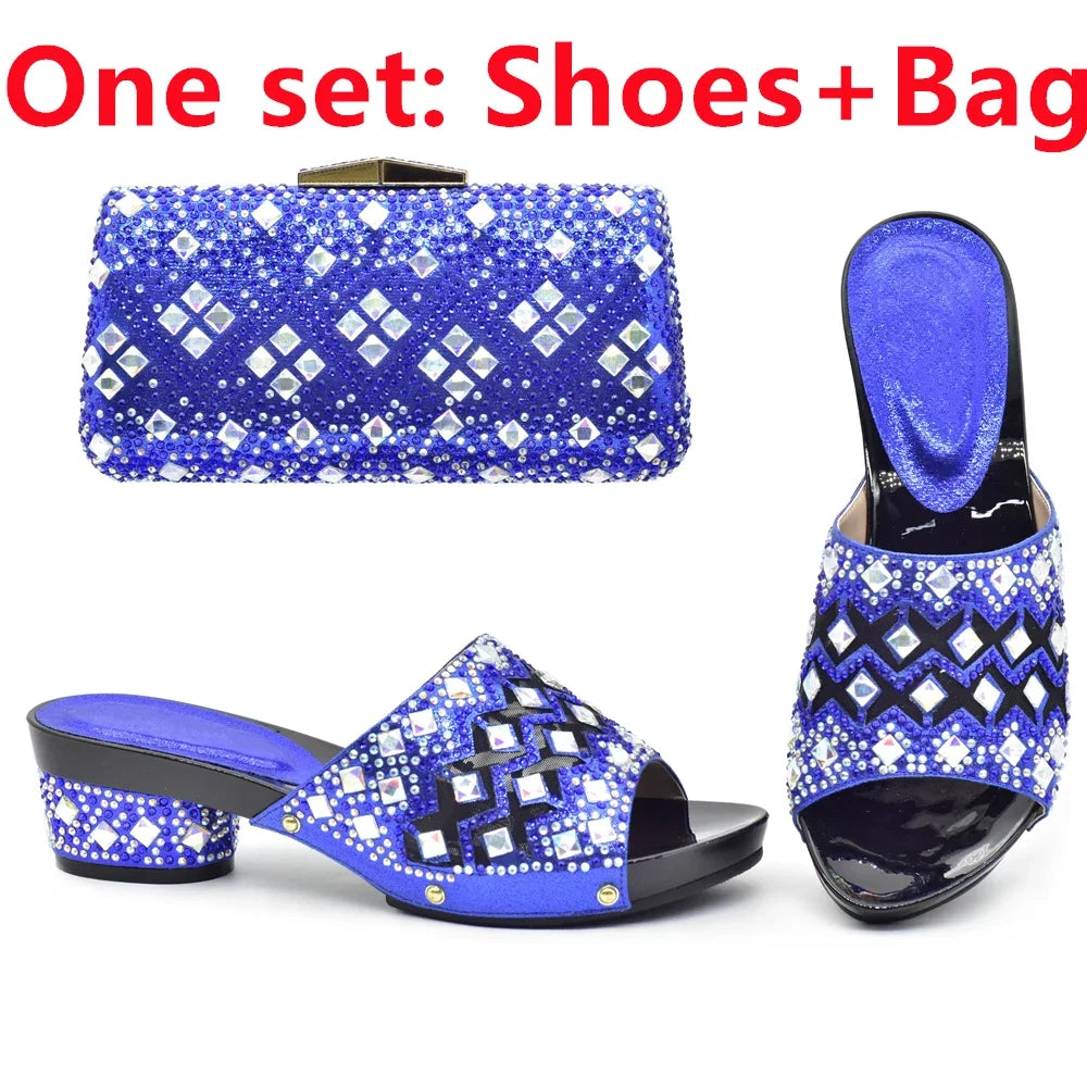 Italian Women Wedding Shoes and Bag Set Decorated with Rhinestone Shoes for Women 2025 Designer Luxury Elegant Pumps