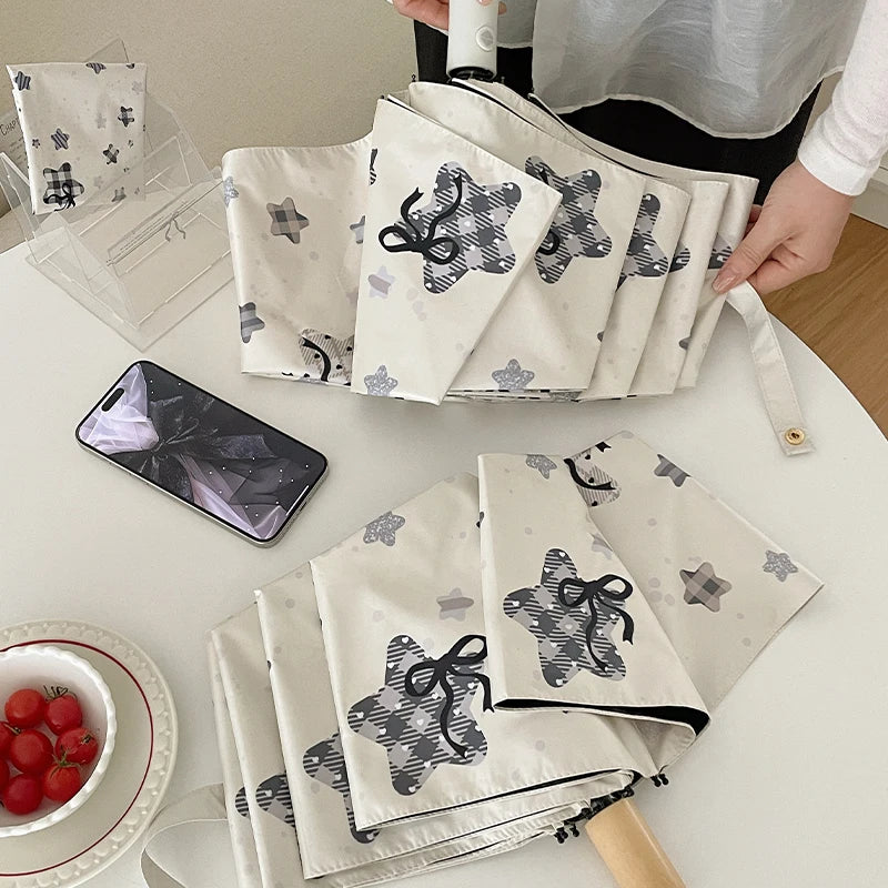 Automatic Fold Umbrella | All-Weather UV Sunshade | Ins Style Black Glue Design