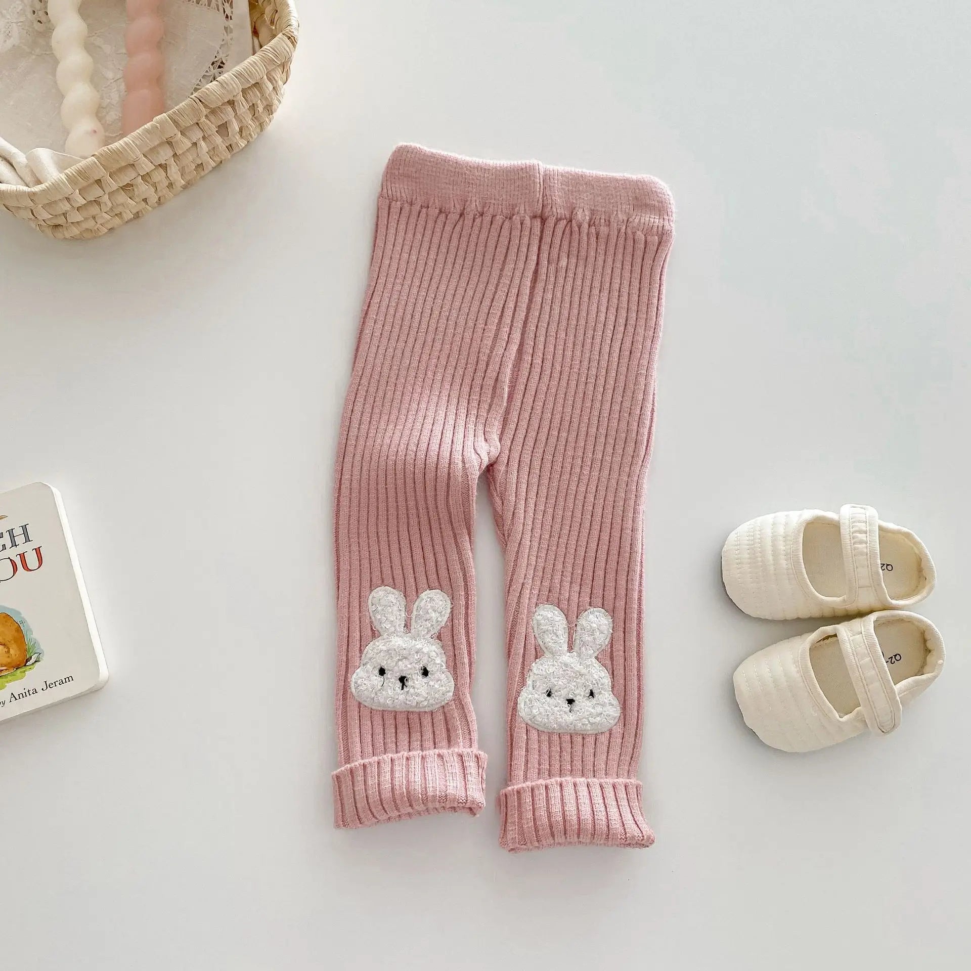 New Autumn Kids Knitted Leggings Girls Cute Cartoon Skinny Pants Children's Baby Pit Strip Trousers 0-5Y Girls