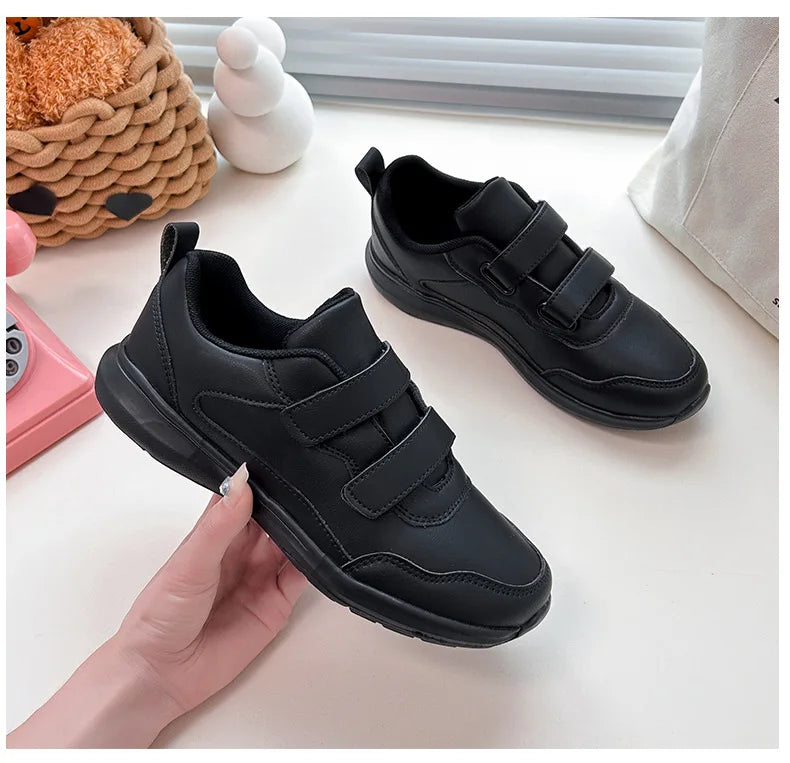 Student Sneakers Unisex White Shoes Magic Buckles Lightweight Couple Shoes for Sports School Dance Running