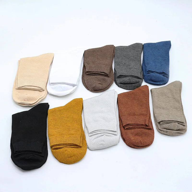 10 Pair Women's Bamboo Fibre Socks Harajuku Retro Solid Colour Casual Ladies Set Korean Style Female Socks