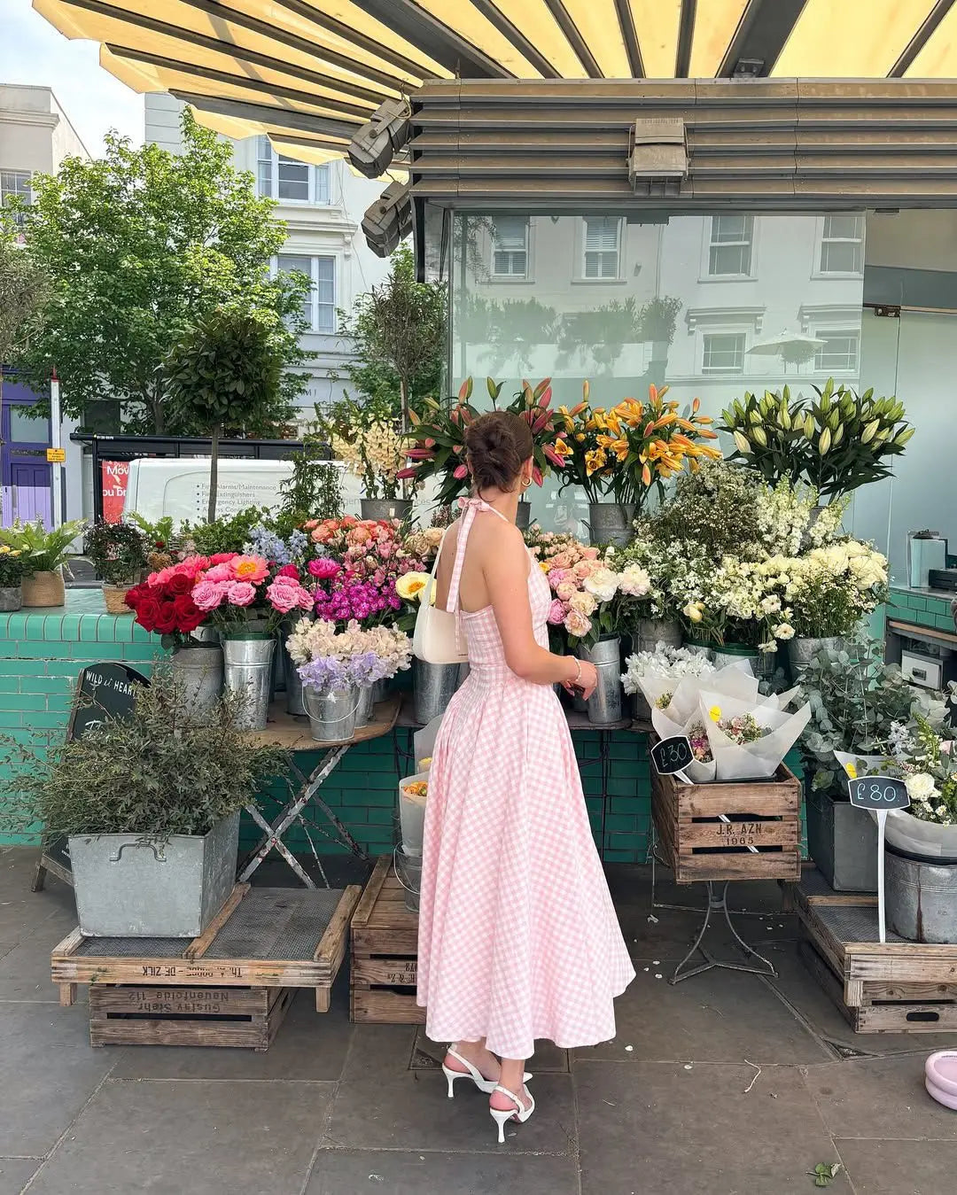 Summer Women Sexy Backless Pink Plaid Halter Dress Low Waist Elegant Party Dresses Holiday Robe