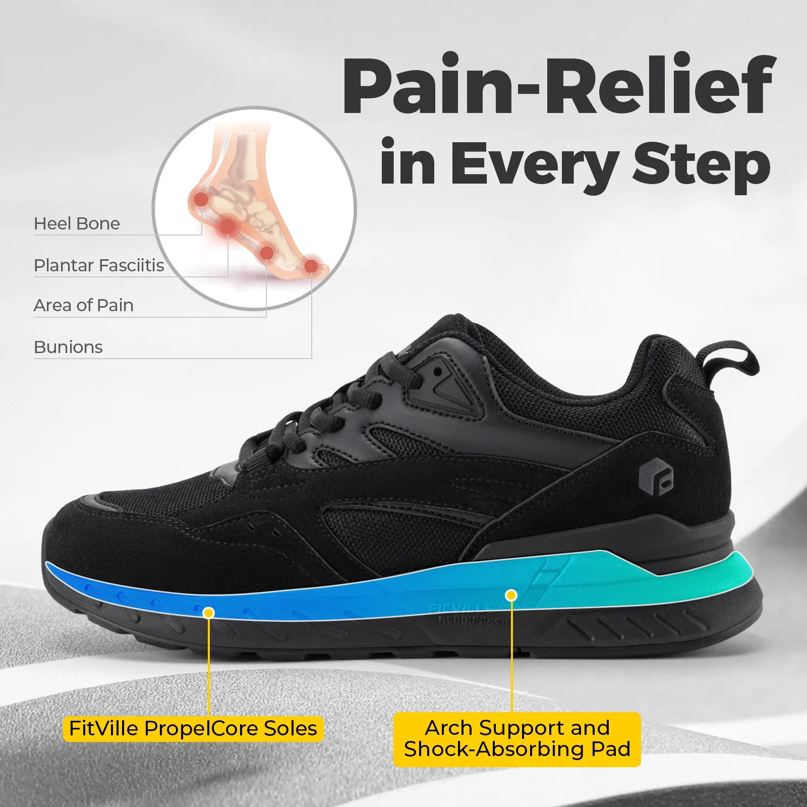 Women's Widened And Breathable Walking & Running Shoes - Lightweight Sports Shoes For Plantar Fasciitis