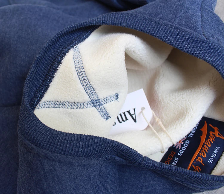 Herfst Winter Nieuwe Amerikaanse Eenvoudige Dikke Arctische Fleece Effen Kleur Sweatshirt Heren Puur Katoen Gewassen Pullover Casual Sportkleding