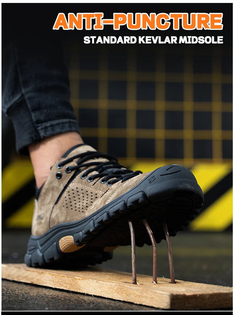 EOCENE Men’s Steel Toe Safety Work Shoes – Lightweight Anti-Smash & Puncture-Resistant Industrial Sneakers