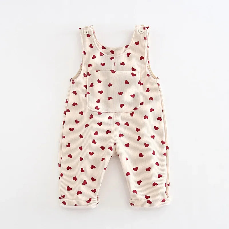 Nieuwe herfst babybroek peuter schattige liefde overall 1-4T baby meisjes veelzijdige losse corduroy broek