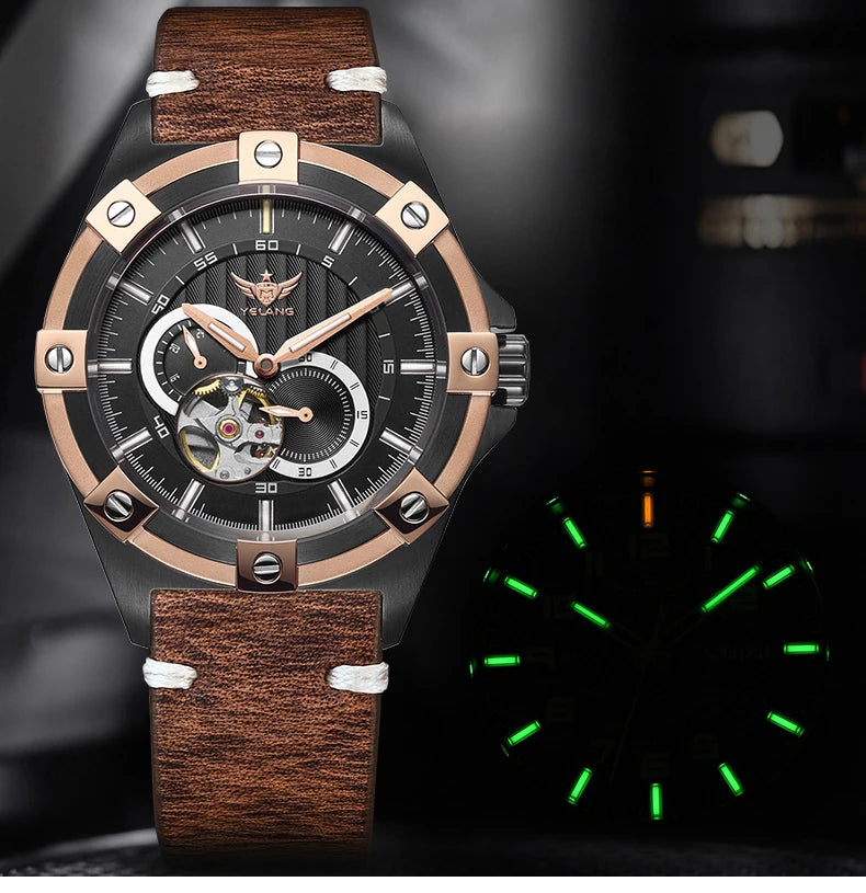 Yelang V1024 Men Brand Watches 44mm Japan Miyota 82S7 Automatic movement Luminous Men 100m Water-Resistant Watch Military Style