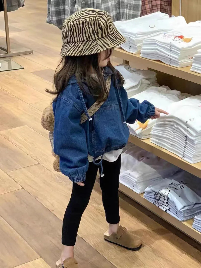 2025 Nieuwe lente kinderjas denim blauwe jas voor kinderen jongens meisjes casual stijl hoodie outfit 7-12 jaar unisex
