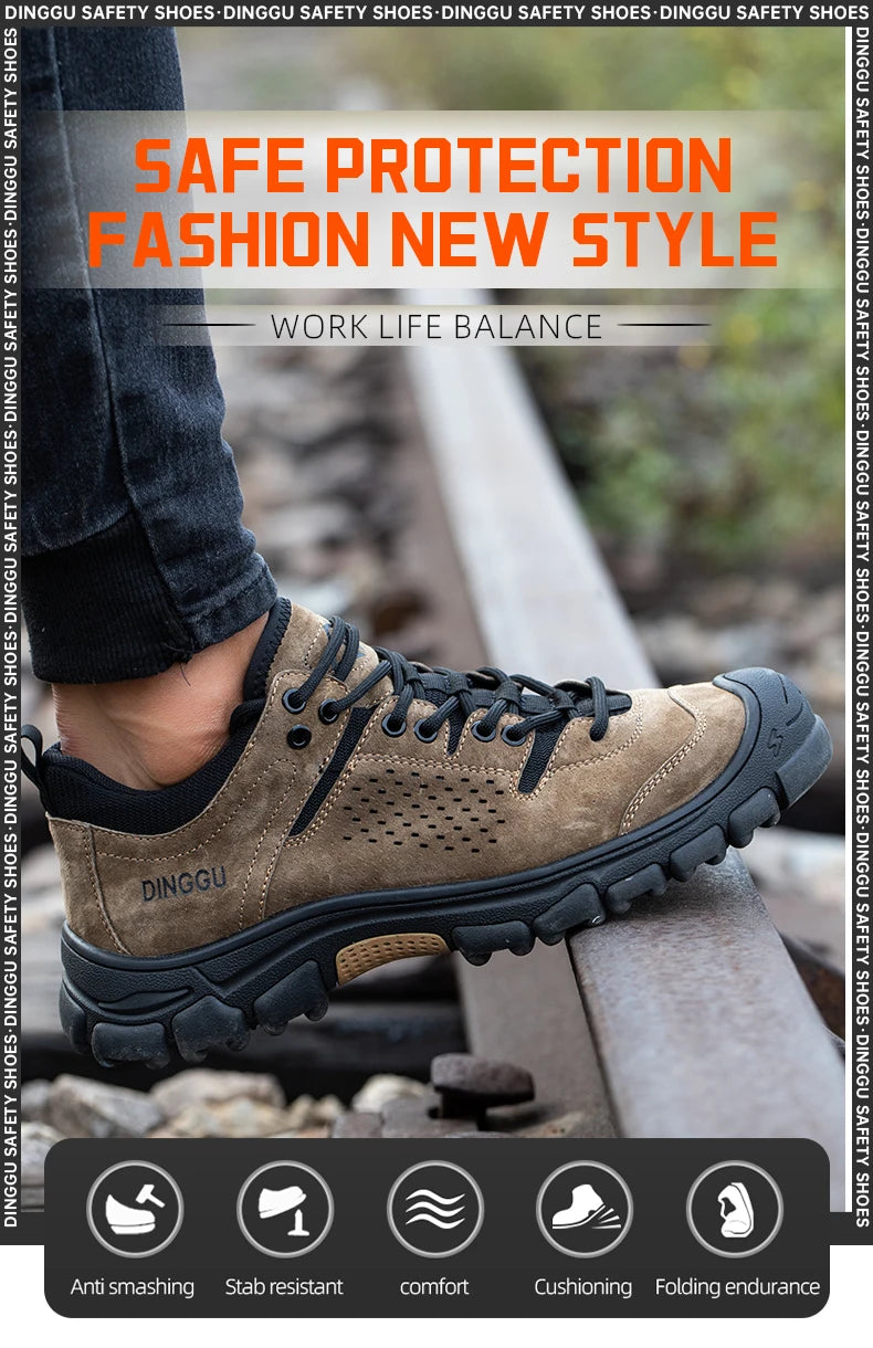 EOCENE Men’s Steel Toe Safety Work Shoes – Lightweight Anti-Smash & Puncture-Resistant Industrial Sneakers