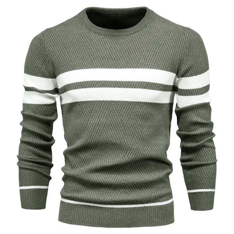 Men's Autumn Pullover Men's Sweater O-neck Patchwork Long Sleeve Warm Slim Sweaters Casual Fashion Sweater For Men