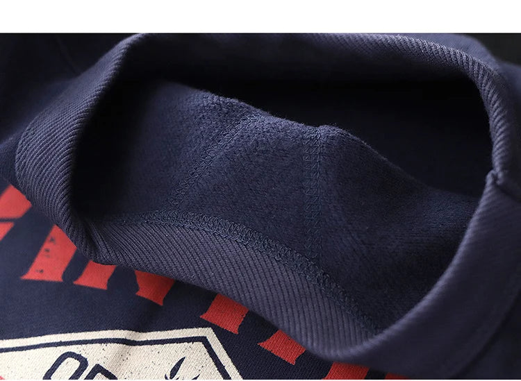 Autumn New American Retro Heavyweight 500g Letter Printed Sweatshirts Men's Fashion 100% Cotton Washed Pullover Casual Sportwear